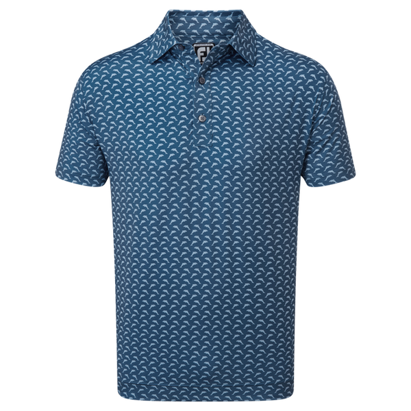[88353XS] FOOTJOY MENS GOLF SHIRTS | DOLPHINS PRINT LISLE | INK BLUE (XS)
