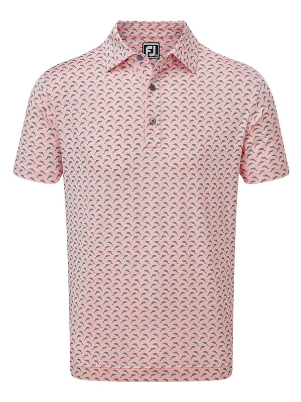 FOOTJOY MENS GOLF SHIRTS | DOLPHINS PRINT LISLE | PINK