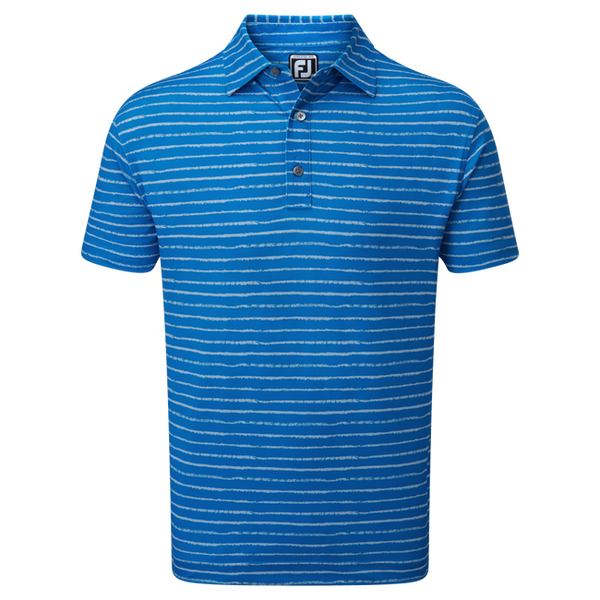 [88385XS] FOOTJOY MENS GOLF SHIRTS | CHALK LINE PRINT PIQUE | ROYAL BLUE (XS)