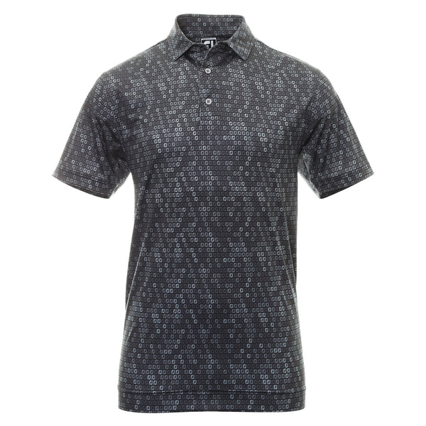 [88437XS] FOOTJOY MENS GOLF SHIRTS | DIGITAL CAMO FJ PRINT LISLE | BLACK (XS)