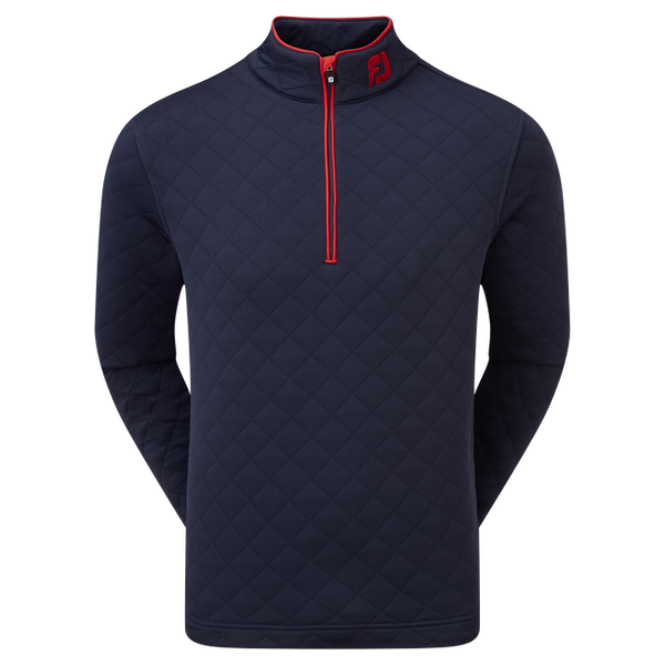 [88452XS] FOOTJOY MENS GOLF JERSEY | DIAMOND JACQUARD CHILLOUT | NAVY-RED (XS)