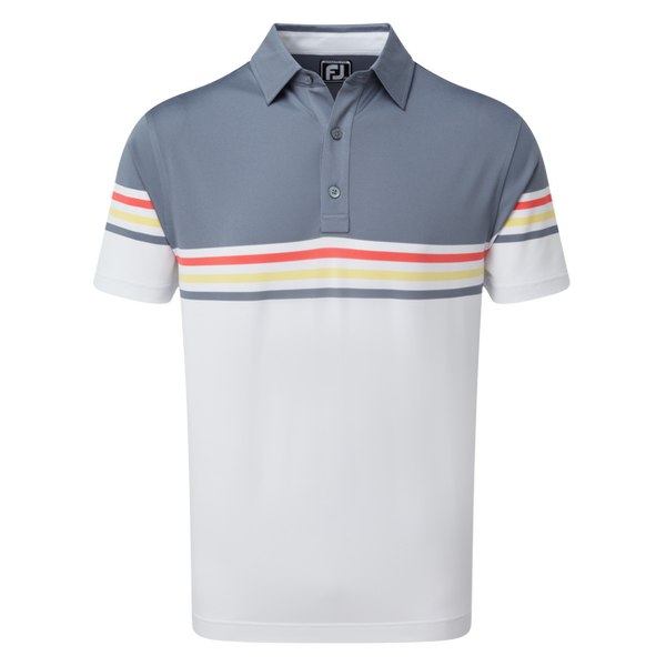 [90367XS] FOOTJOY MENS GOLF SHIRTS | PIQUE COLOUR BLOCK | SLATE WHITE (XS)