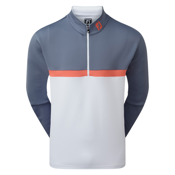 FOOTJOY MENS GOLF JERSEY | 1-4 ZIP COLOUR BLOCK | SLATE WHITE