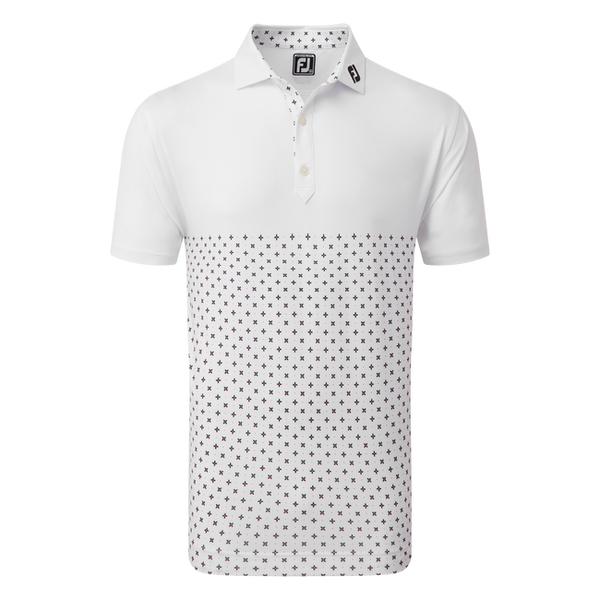 [80016S] FOOTJOY MENS GOLF SHIRTS | EU ENGINEED FOULARD  | WHITE-BLACK (S)