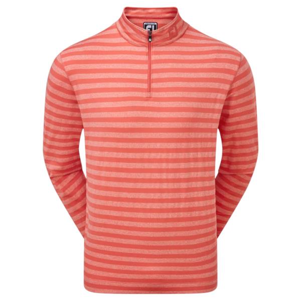 FOOTJOY MENS GOLF PEACHED GOLF JERSEY | STRIPED CORAL