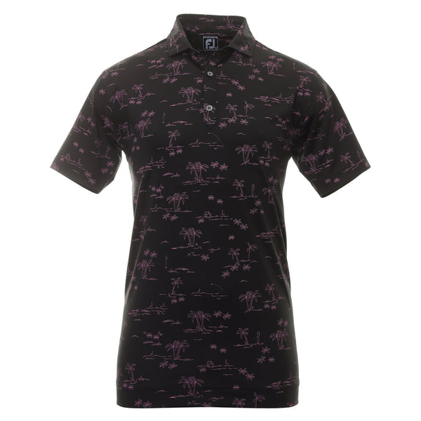 [80091- S] FOOTJOY MENS GOLF SHIRTS | EU TROPIC PRINT | BLACK-ORANGE (S)