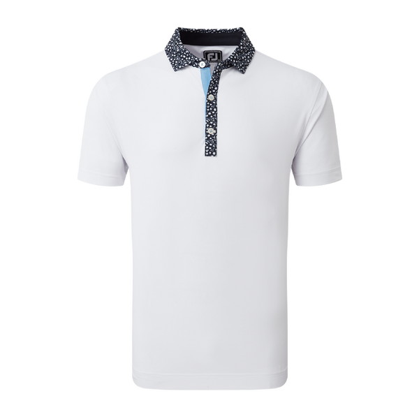 FOOTJOY MENS GOLF SHIRTS | EU SHORT SLEEVE TULIP | WHITE-NAVY