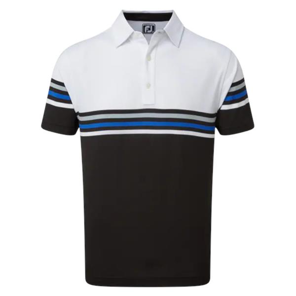[90366XS] FOOTJOY MENS GOLF SHIRTS | PIQUE COLOUR BLOCK | WHITE-BLACK (XS)
