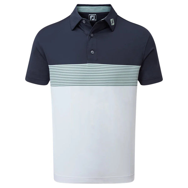 [88419S] FOOTJOY MENS GOLF SHIRTS | COLOUR BLOCK PIQUE | NAVY-WHITE (S)