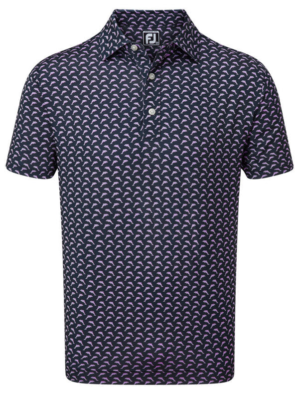 [88351S] FOOTJOY MENS GOLF SHIRTS | DOLPHINS PRINT LISLE | NAVY (S)