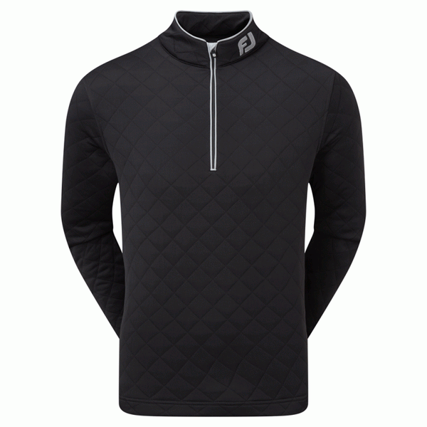 [88451S] FOOTJOY MENS GOLF JERSEY | DIAMOND JACQUARD CHILLOUT | BLACK-GREY (S)