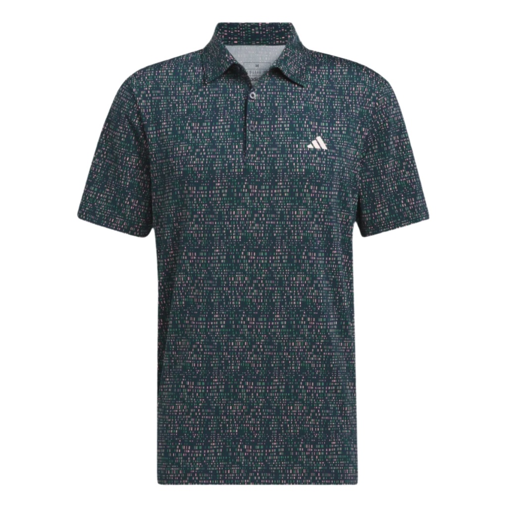 [IX2029S] Adidas Mens Golf Shirt | Power Grid Print | Navy (S)
