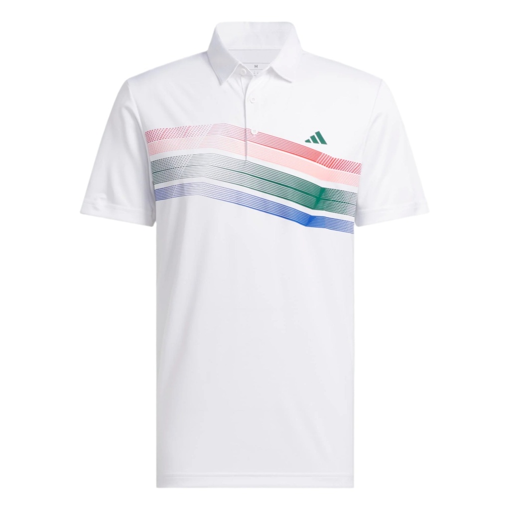 [IT0129S] Adidas Mens Golf Shirts | Core Chest Stripe | White (S)