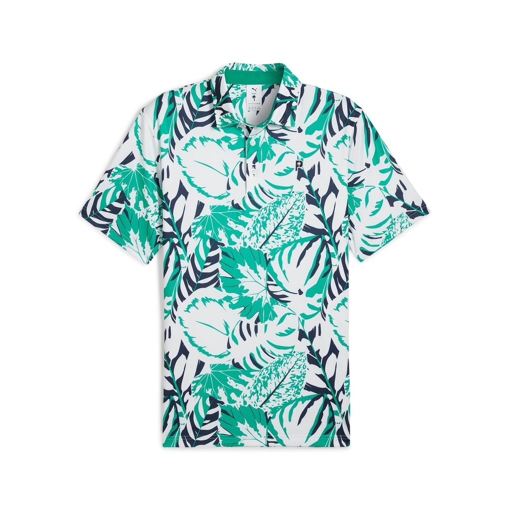 [62683202S] Puma Mens Golf Shirt | PTC Palm Glitch | Green-White (S)