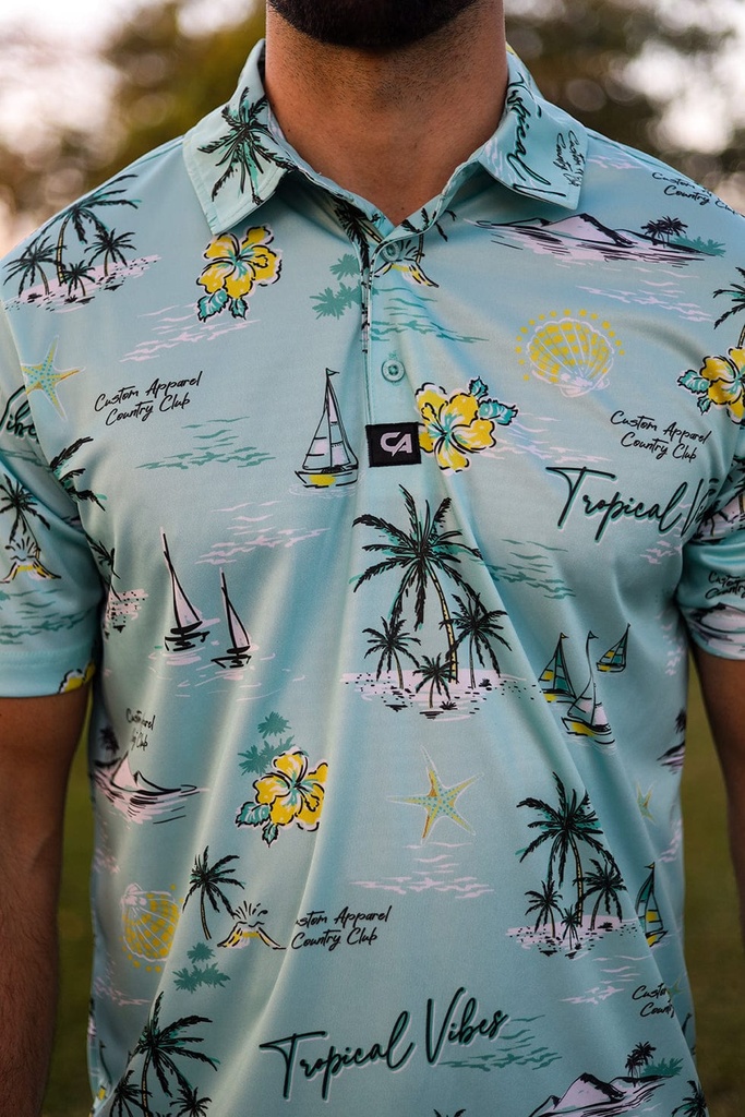 Custom Apparel Mens Funky Golf Shirt | Tropical Vibes