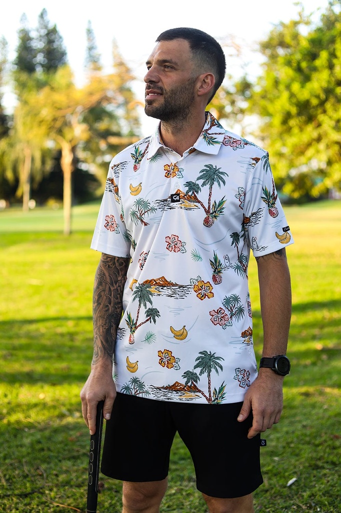 Custom Apparel Mens Funky Golf Shirt | Palm Tree Resort