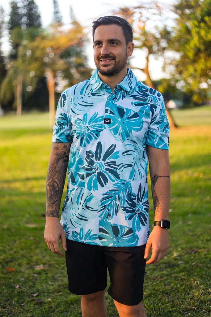 [CAMFGSAS] Custom Apparel Mens Funky Golf Shirt | Aloha (S)