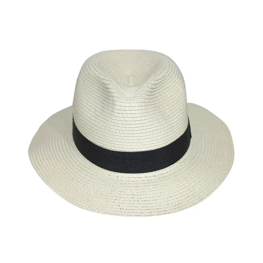 [ERV1115-LXL] 360Five Womens Fedora Hat | Clarke | Ivory -Black (L/XL)