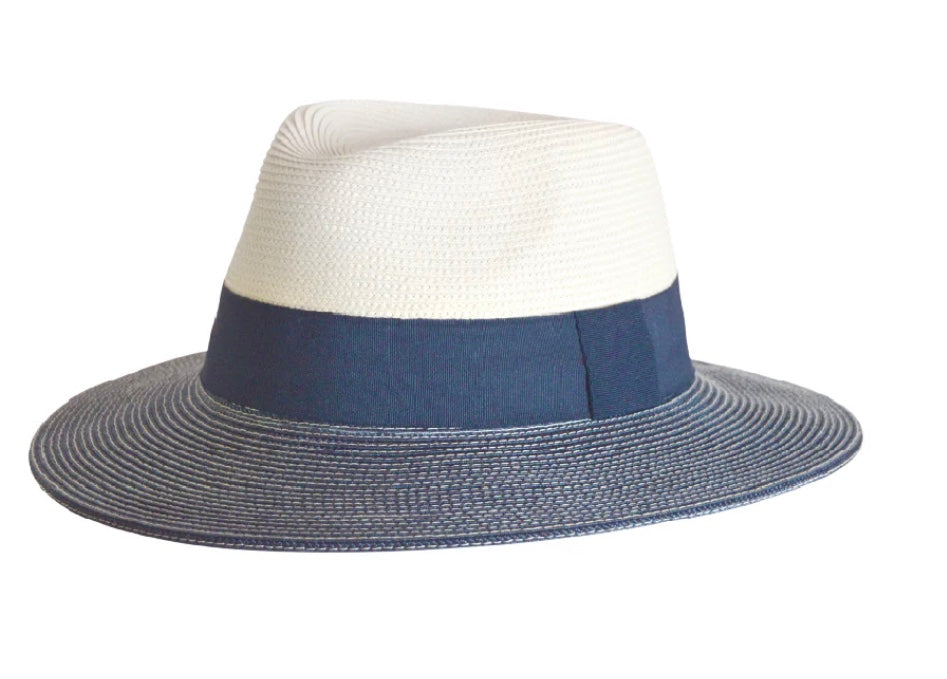 [32581586] Emthunzini Womens Fedora Hat | Naledi | Ivory-Navy (M/L 58cm)
