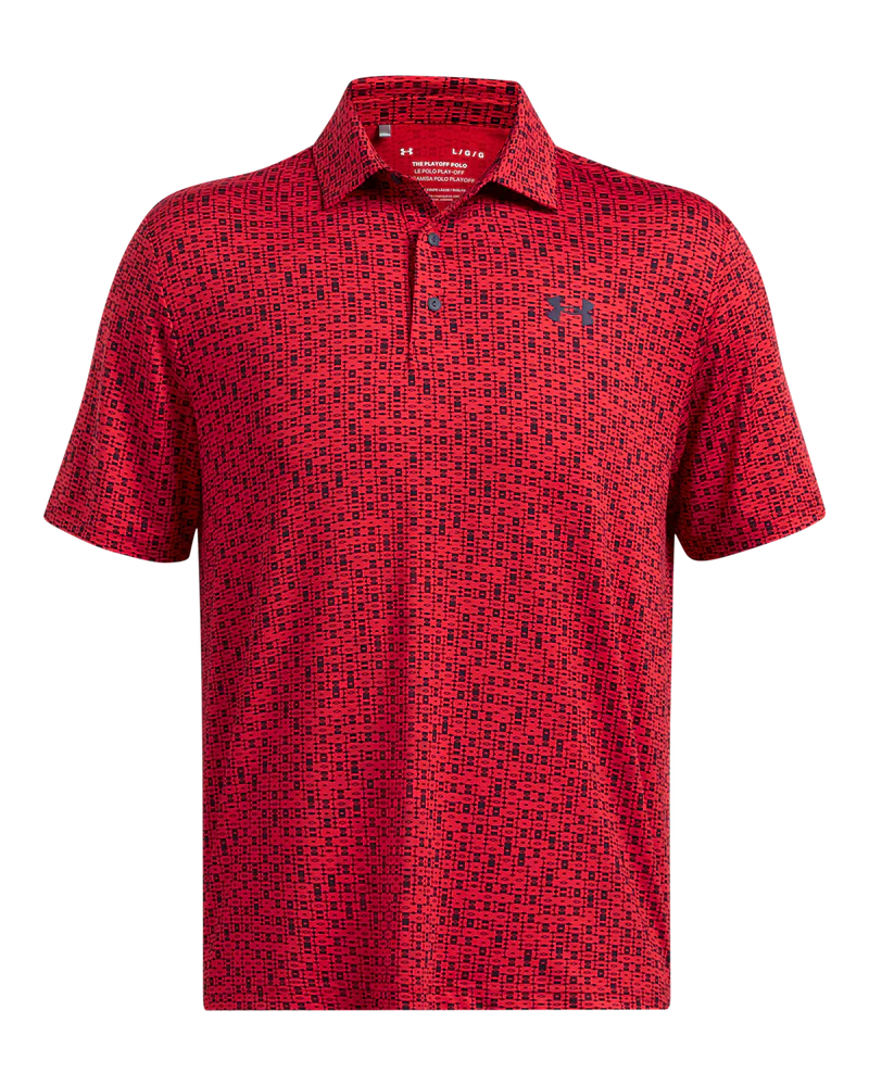 Under Armour Mens Golf Polo | 3.0 Printed Polo | Red-Black