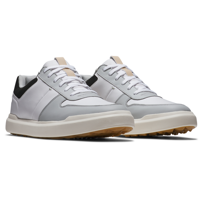 [54380070M] Footjoy Mens Golf Shoes | Contour Casual | White-Grey-Black 04 (UK6)