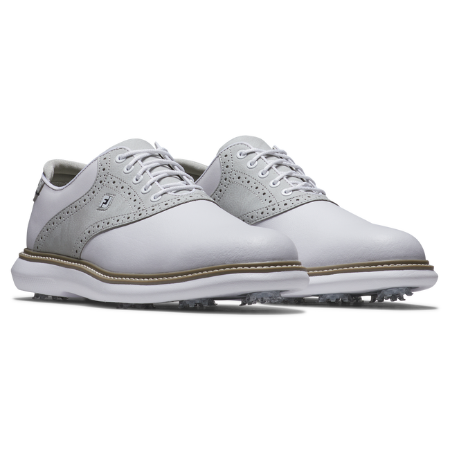 [57957080M] Footjoy Mens Golf Shoes | Traditions | White-Grey-White 85 (UK7)