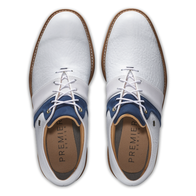 [54534070W] Footjoy Mens Golf Shoes | Premiere Series Packard LX | White-Navy 8e (UK7)