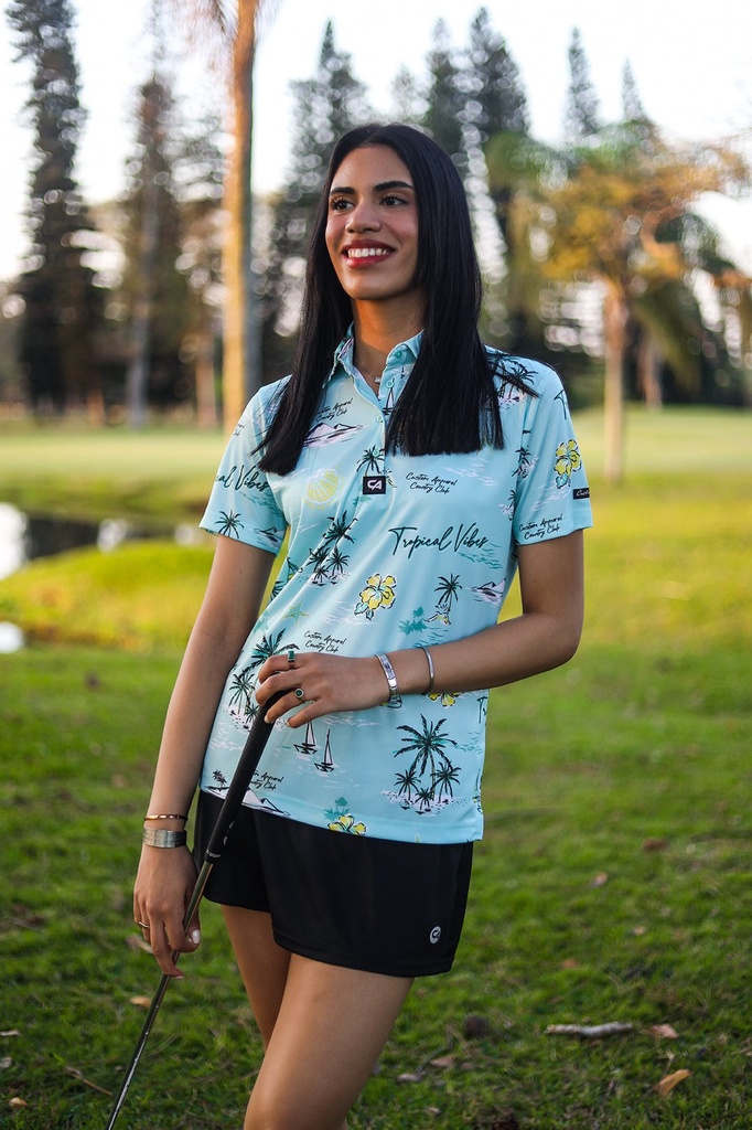 [SKUIQ661] Custom Apparel Womens Golf Shirts | Funky | Tropical Vibes (S)