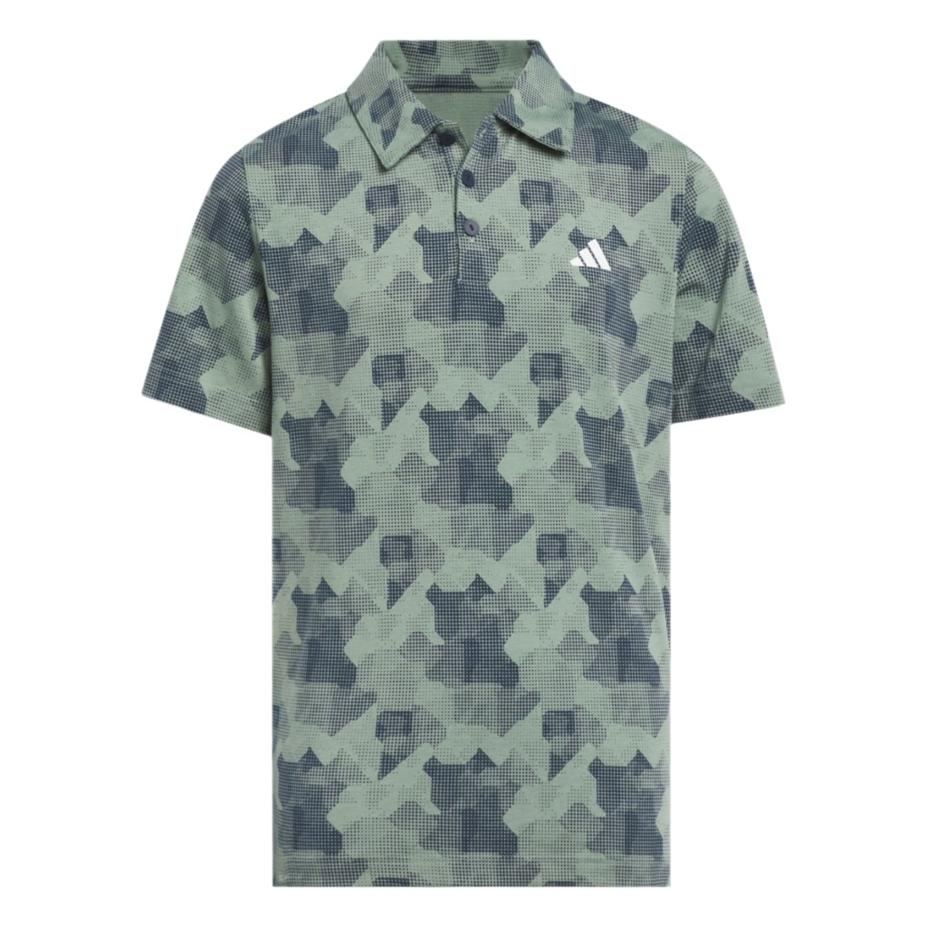 [IS7008-7/8] Adidas Junior Boys Golf Shirt | B Script Polo | Green-Navy (7 to 8)