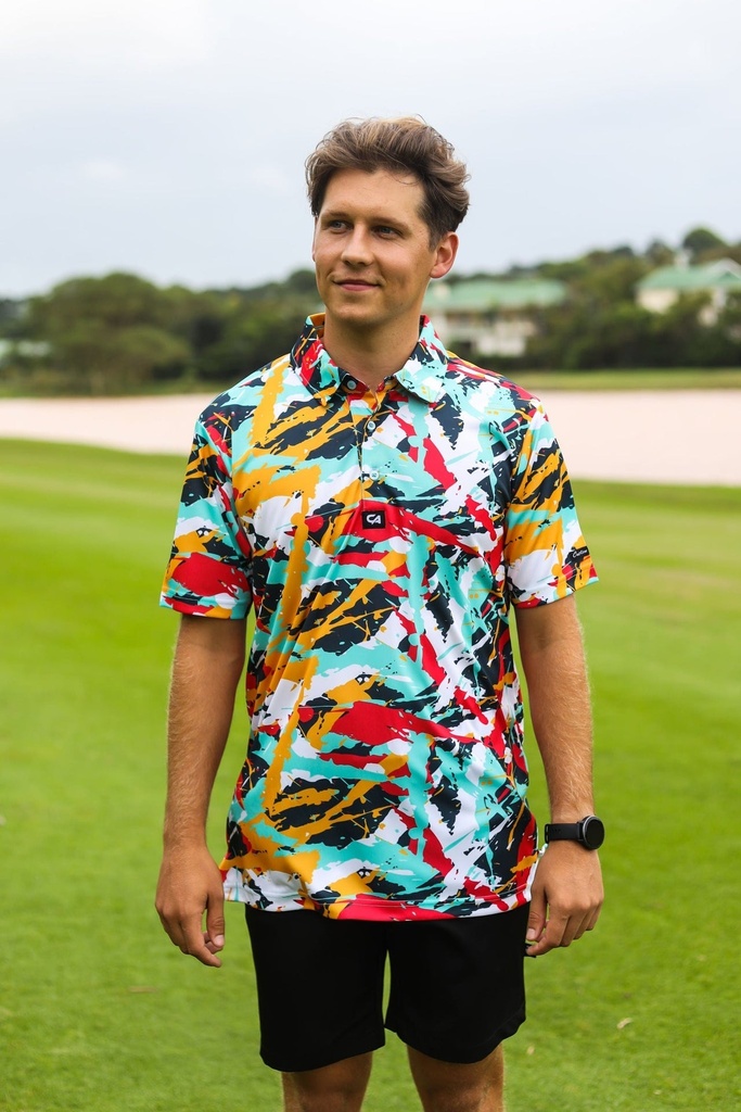 [18070586] Custom Apparel Mens Funky Golf Shirt | Splashes and Smudges (S)