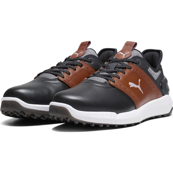 [SKUIQ505] Puma Mens Golf Shoes | Ignite Elevate Crafted | Black-Dusty Tan (UK7.5)