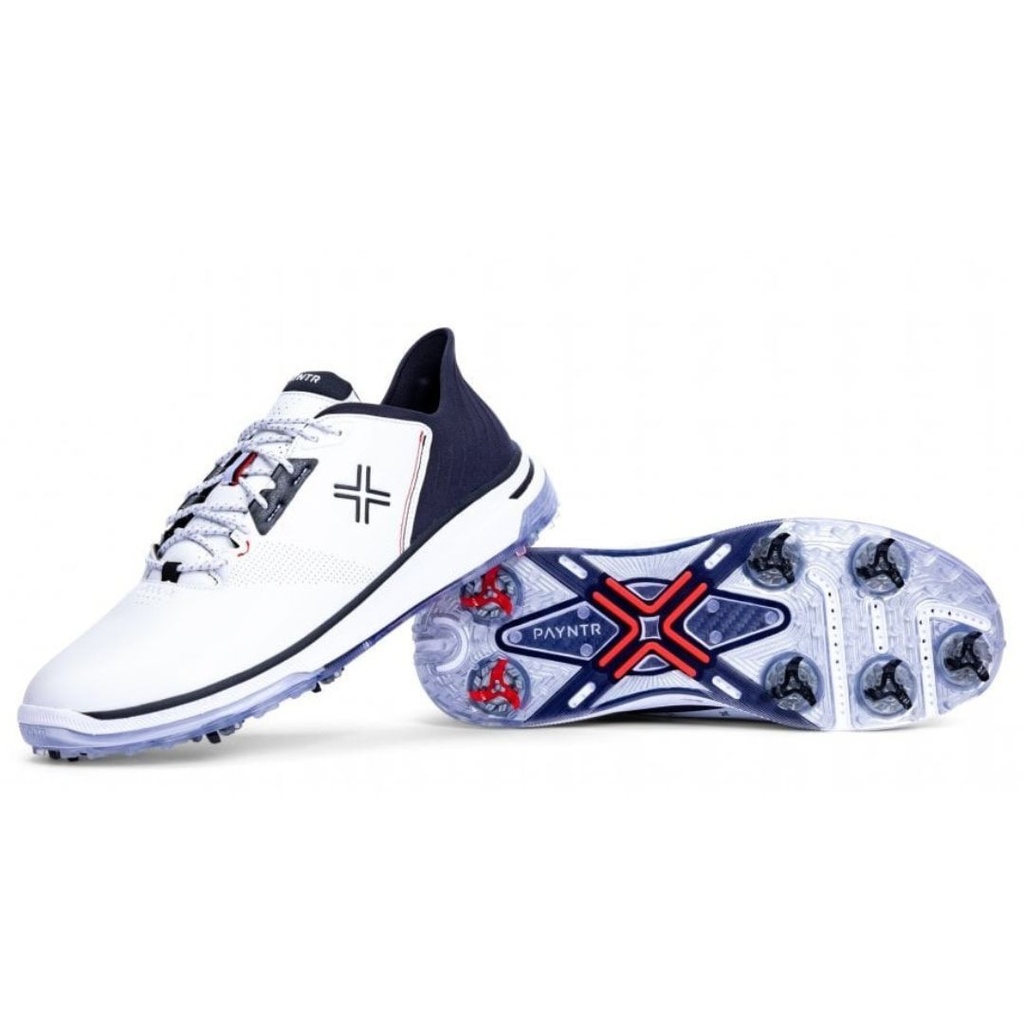 [X004F-1] Payntr Mens Golf Shoes | X004 | White-Black-Red (UK9)